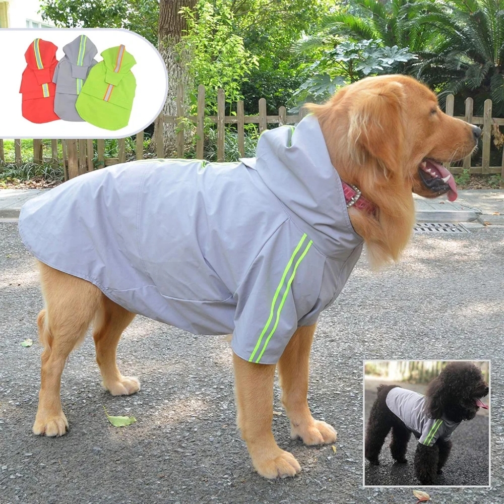 Lovelonglong Fashion Hooded Pet Dog Raincoat, Lightweight Dog Rain Jacket Zipper